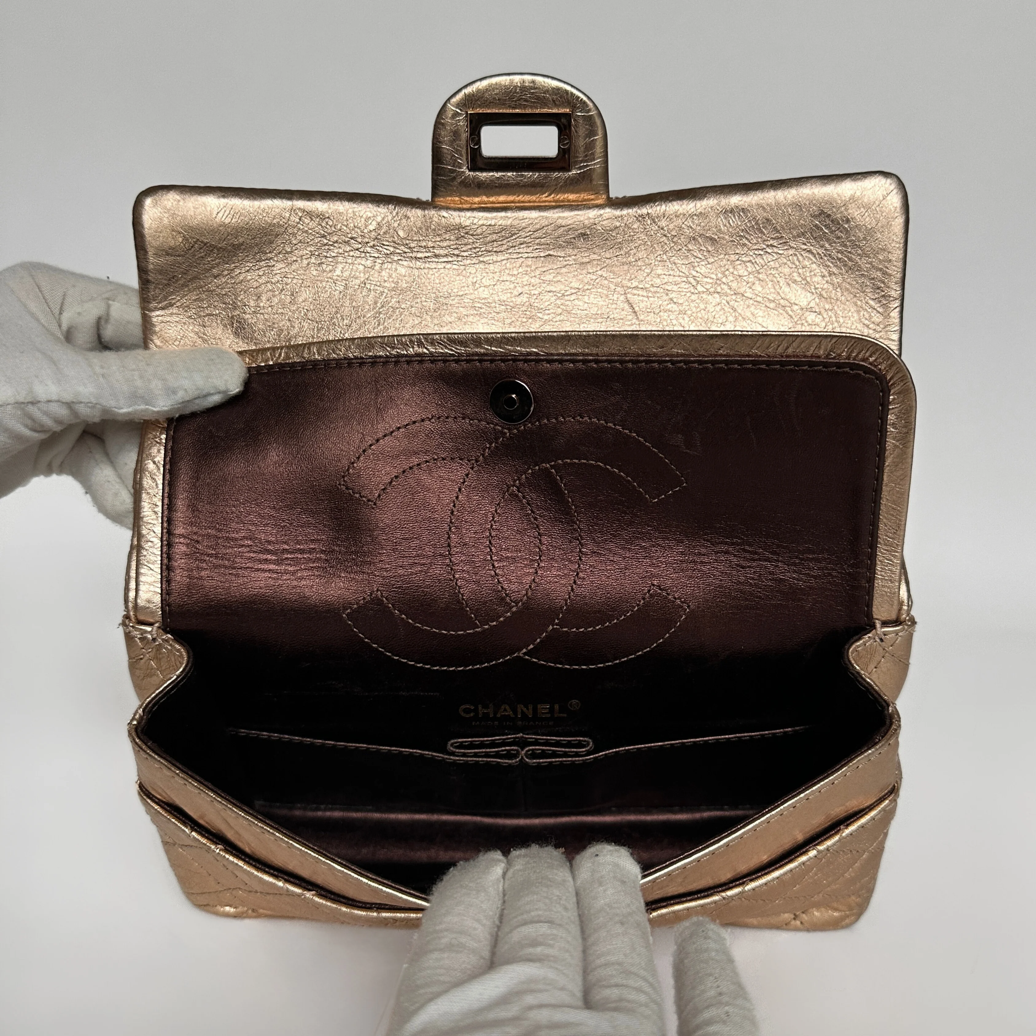 Chanel 2.55 Handbag Aged Calfskin Leather - Image 7