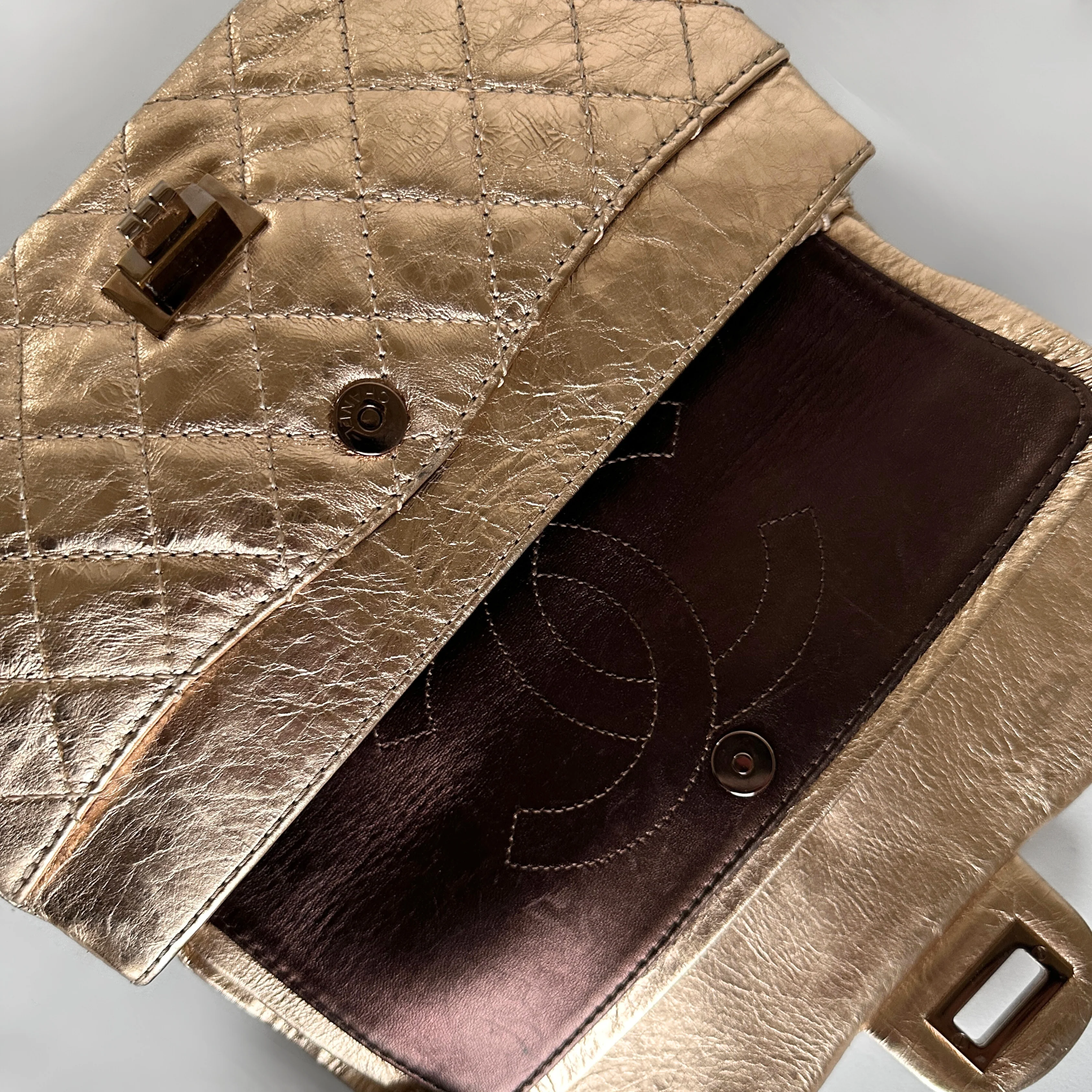 Chanel 2.55 Handbag Aged Calfskin Leather - Image 8