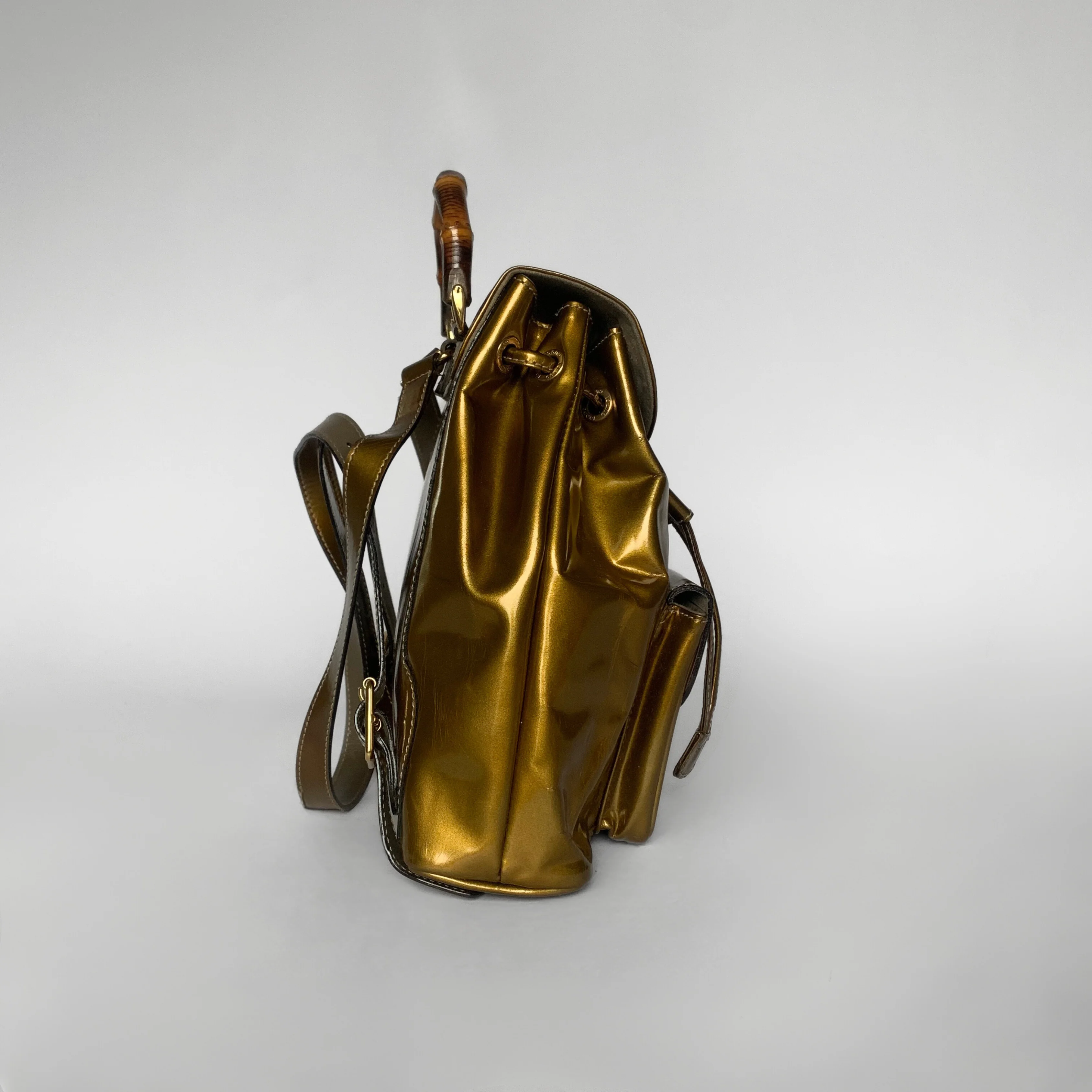 Gucci Bamboo Backpack Small Enamel Leather - Image 3