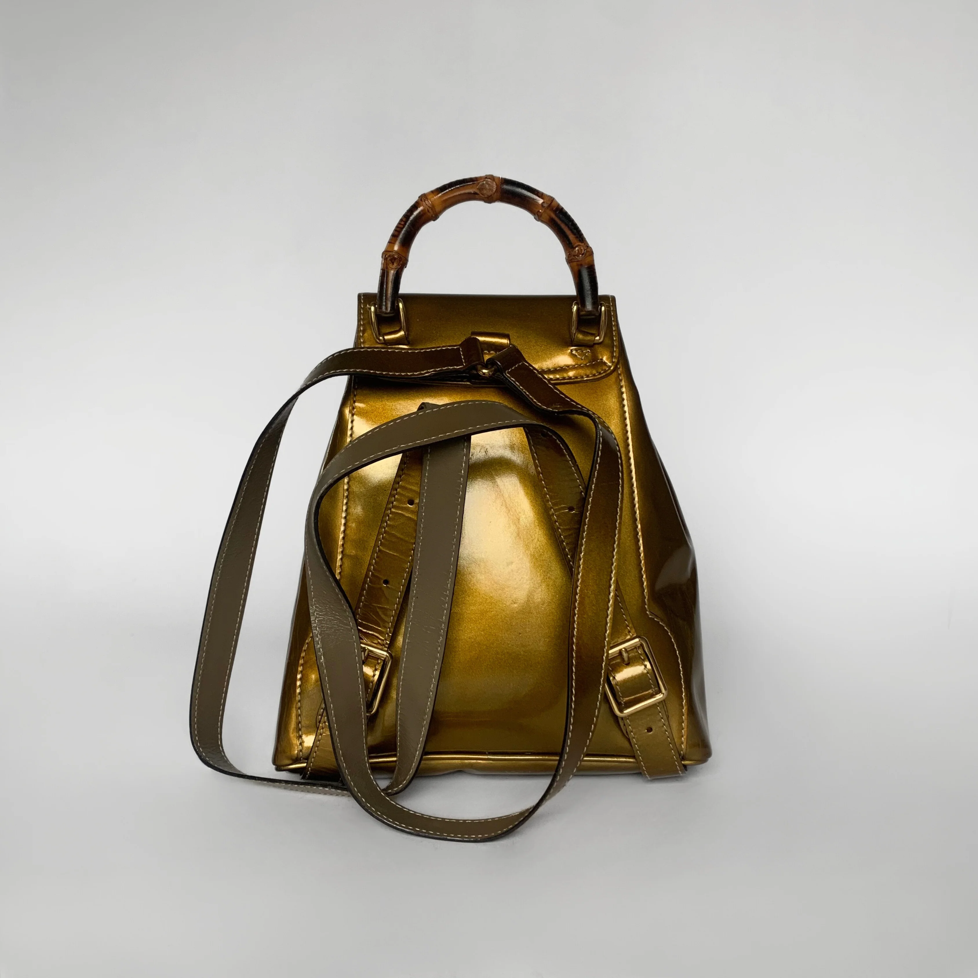 Gucci Bamboo Backpack Small Enamel Leather - Image 4