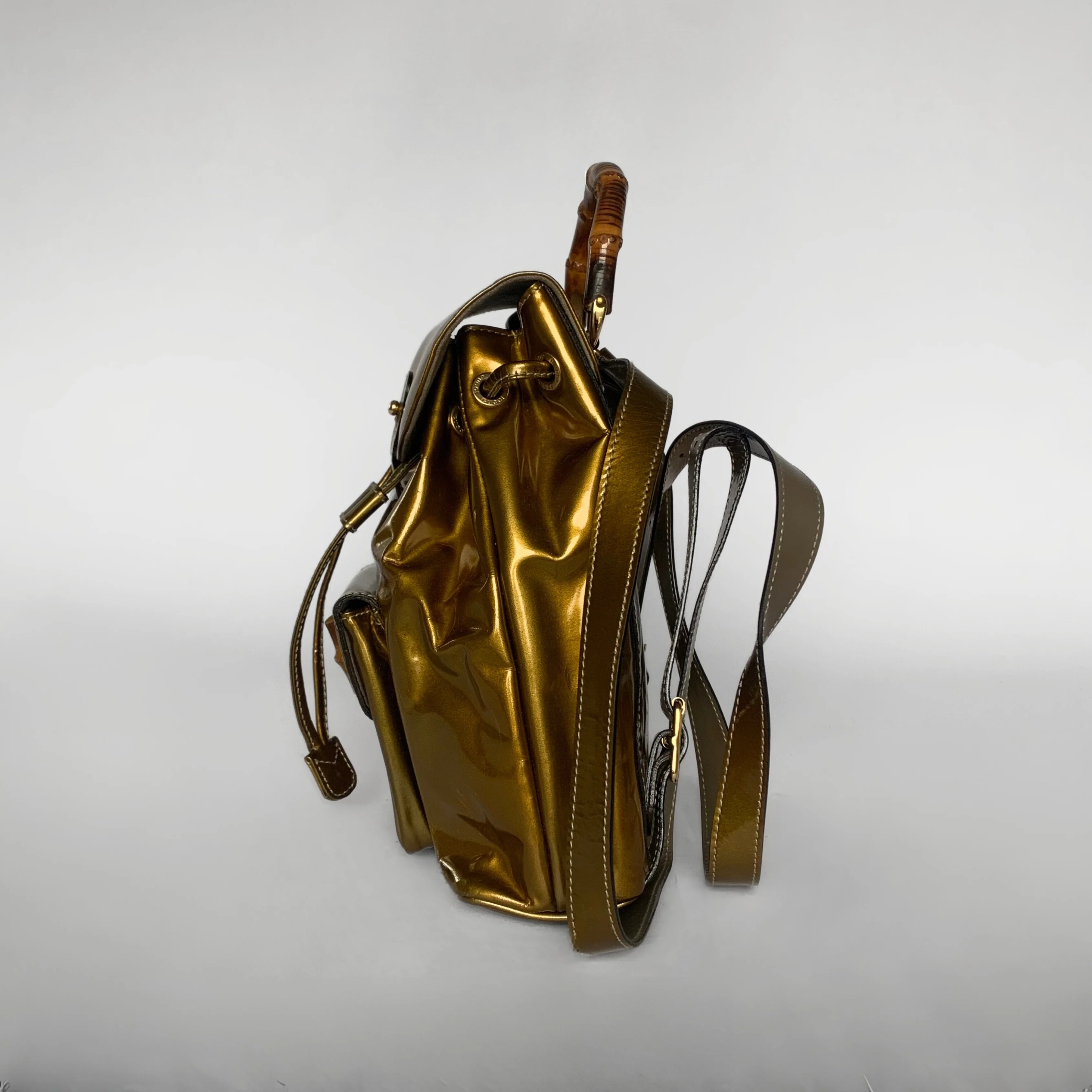 Gucci Bamboo Backpack Small Enamel Leather - Image 5